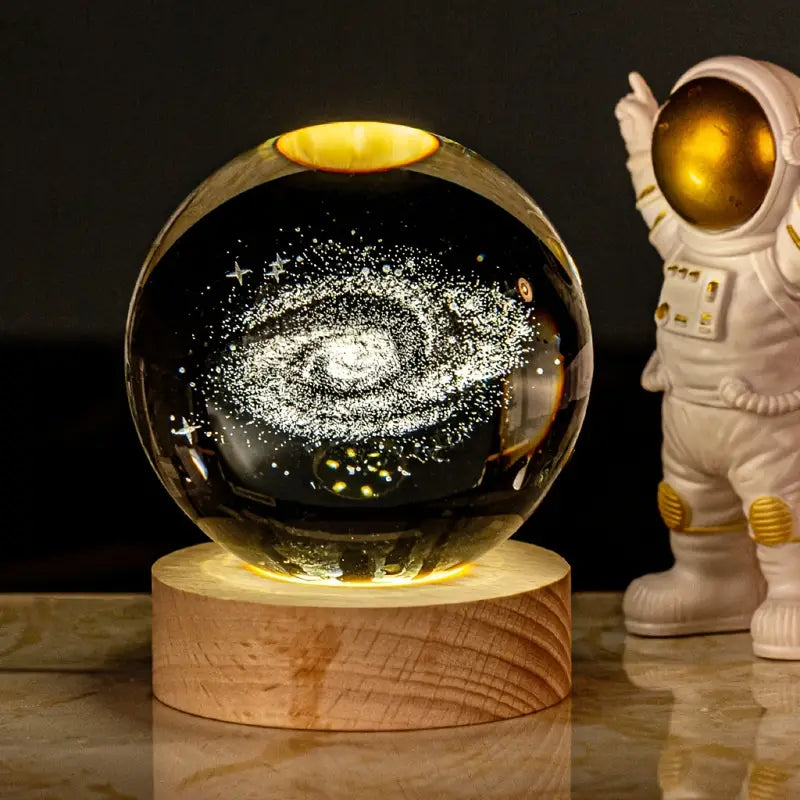 3D Crystal Moon Lamp Astronut Galaxy ( Random design)